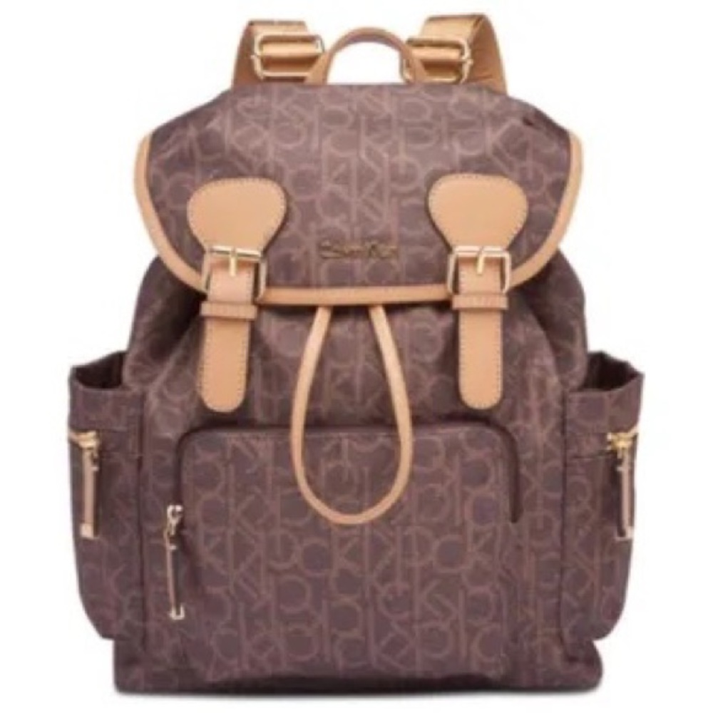 Calvin Klein Leather Monogram Backpack (IN WHITE)